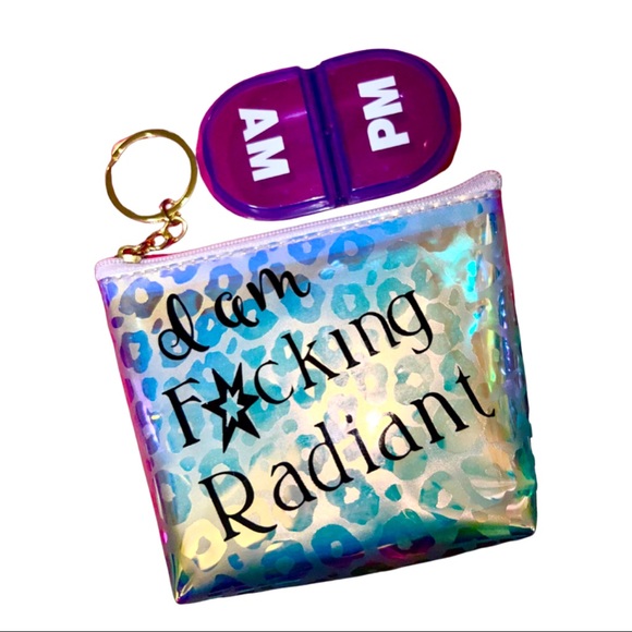 Iridescent Leopard Print Zip Pouch & Pill Box Set